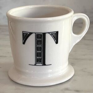 Anthropologie Monogram “T” Initial Shaving Coffee Mug, in separate listing J& I